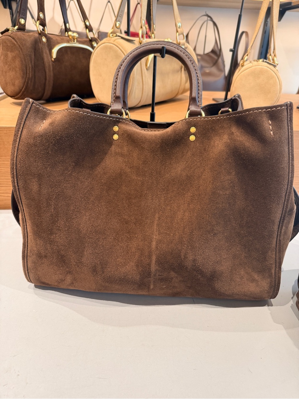 Coach Rogue 40 Chocolate Brown Suede with Gold-Tone Hardware - Picture 2 of 11